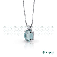 Collana oro bianco, acquamarina e diamante CONTE
