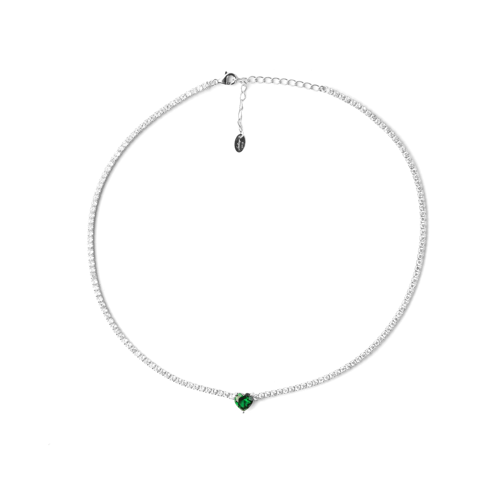 Collana argento tennis zirconi con cuore - Biondo Gioielli