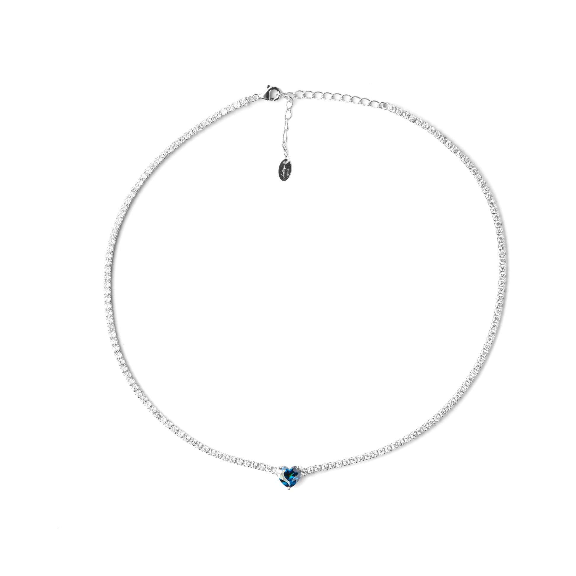 Collana argento tennis zirconi con cuore - Biondo Gioielli